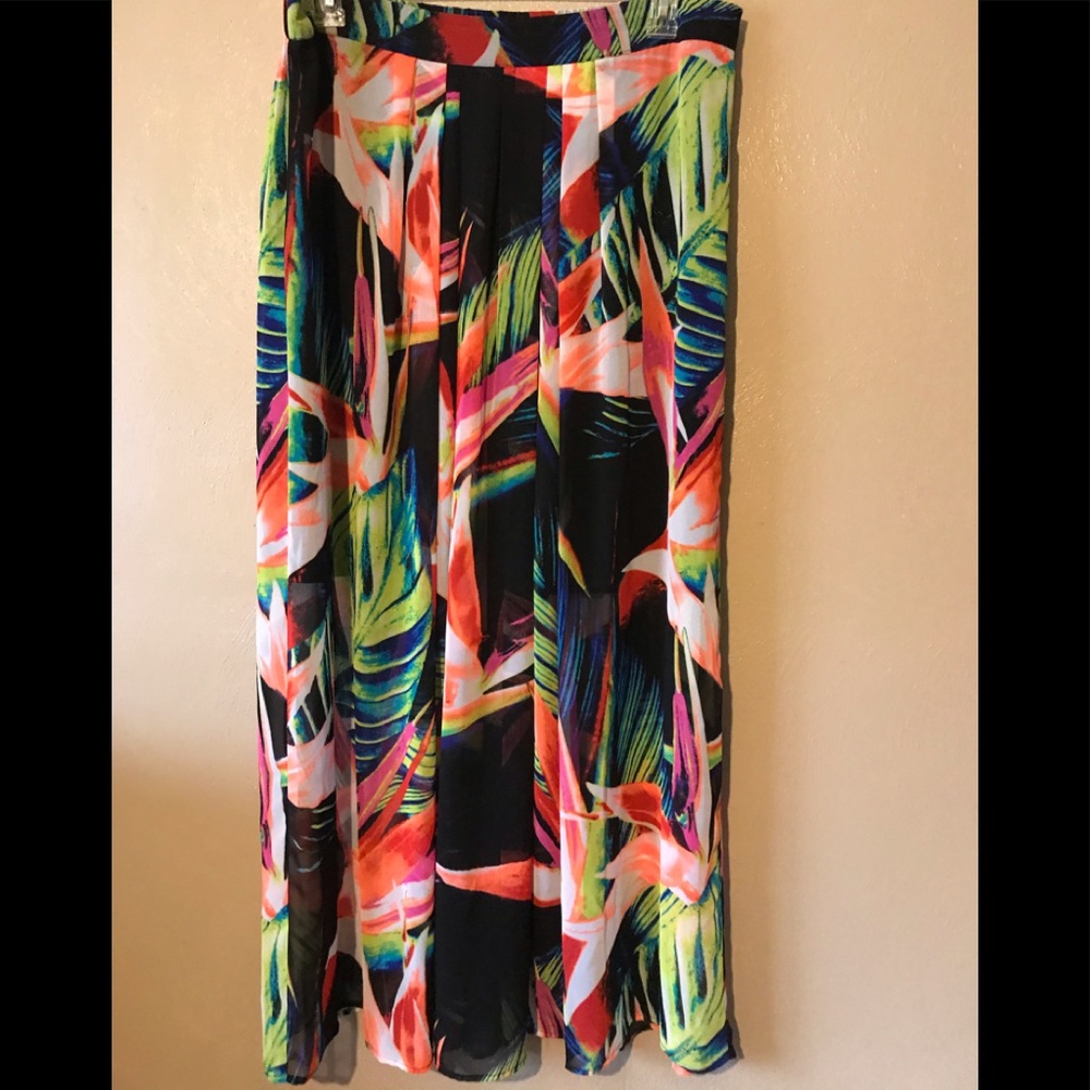 Worthington XL colorful sheer/lined  maxi skirt